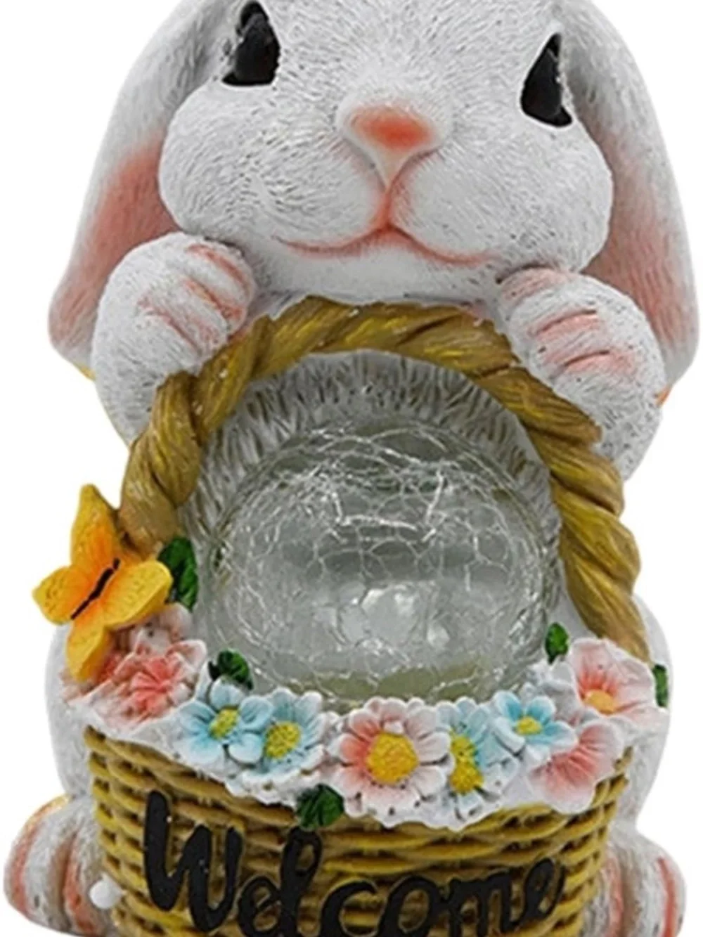 Solar Garden Bunny Statue with LED Lantern | Resin Outdoor Easter Decor